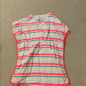girls white striped swim cover up from target